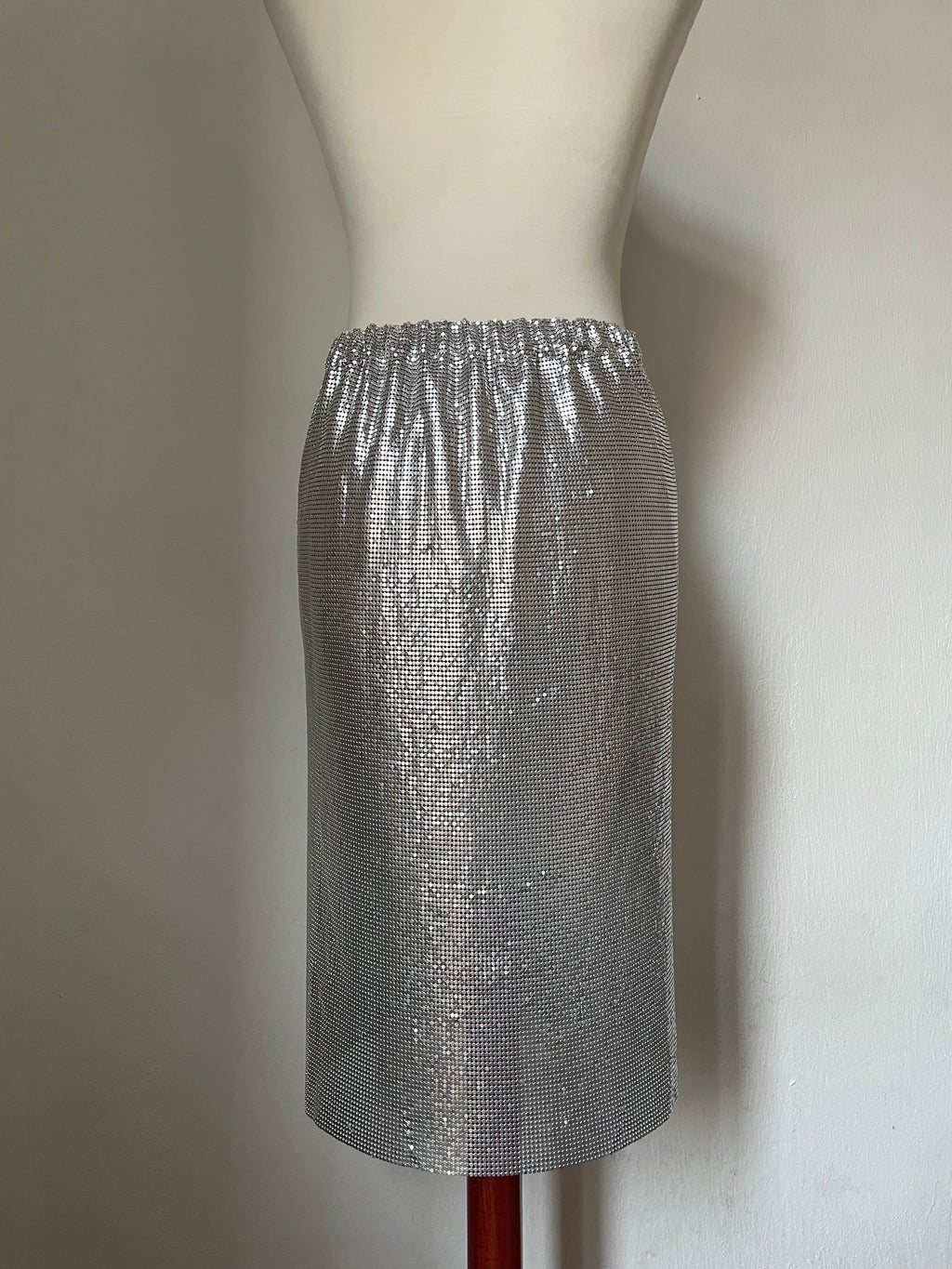 Midi Metallic Skirt - Silver