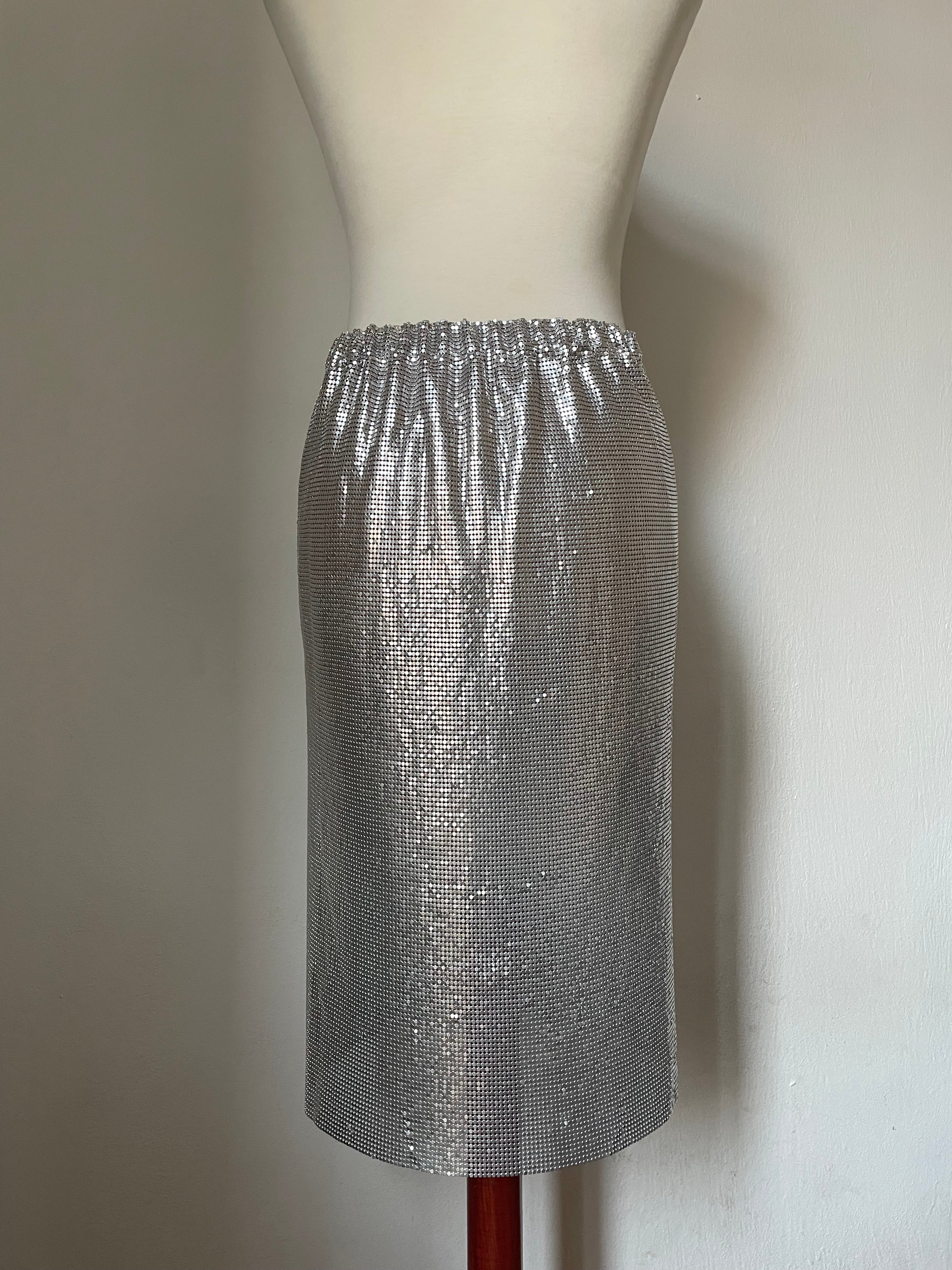 Midi Metallic Skirt - Silver