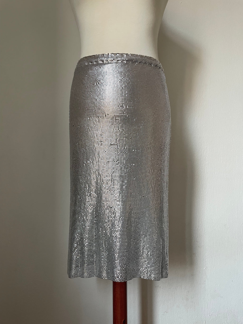 Midi Metallic Skirt - Silver