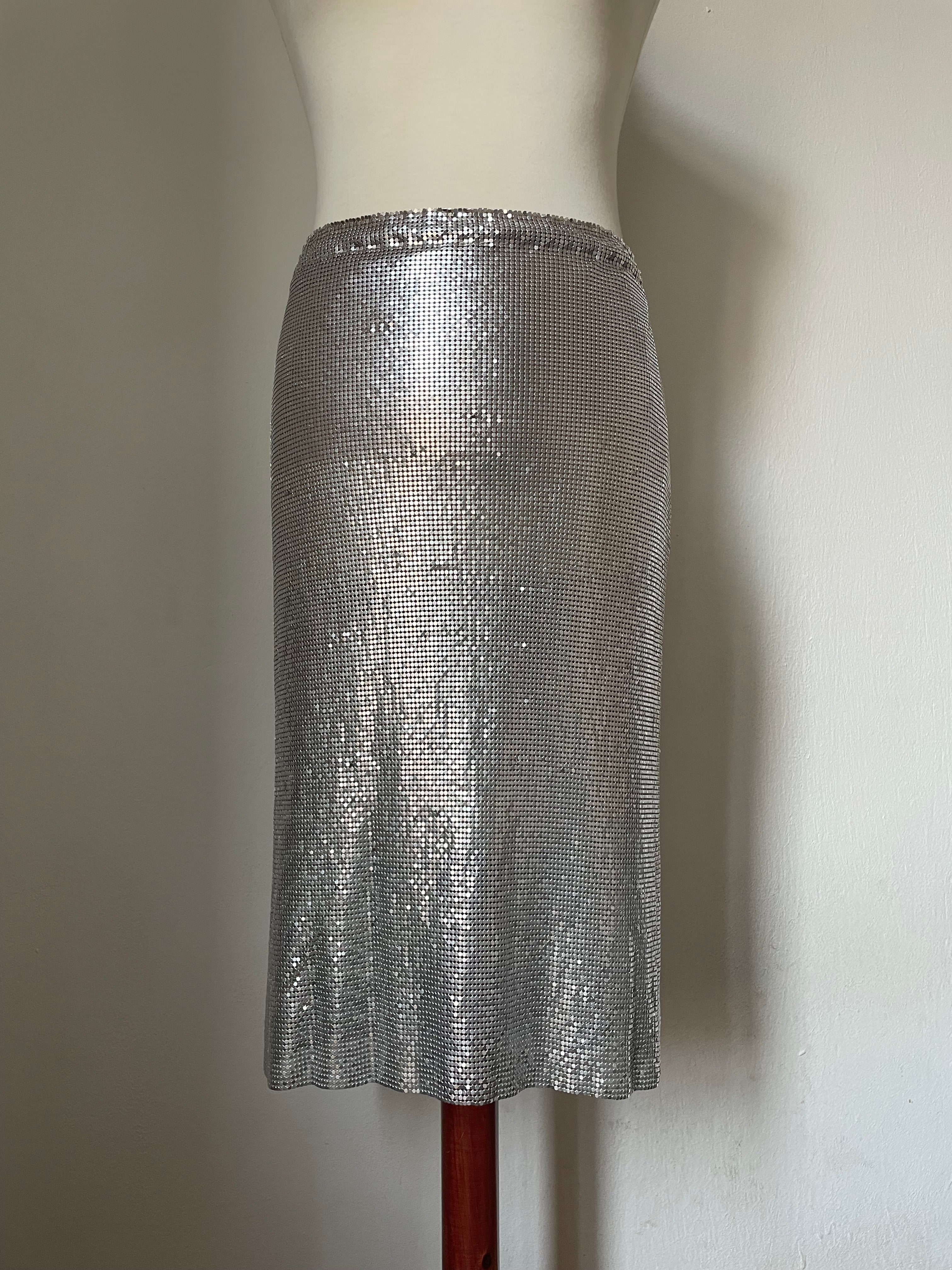 Midi Metallic Skirt - Silver