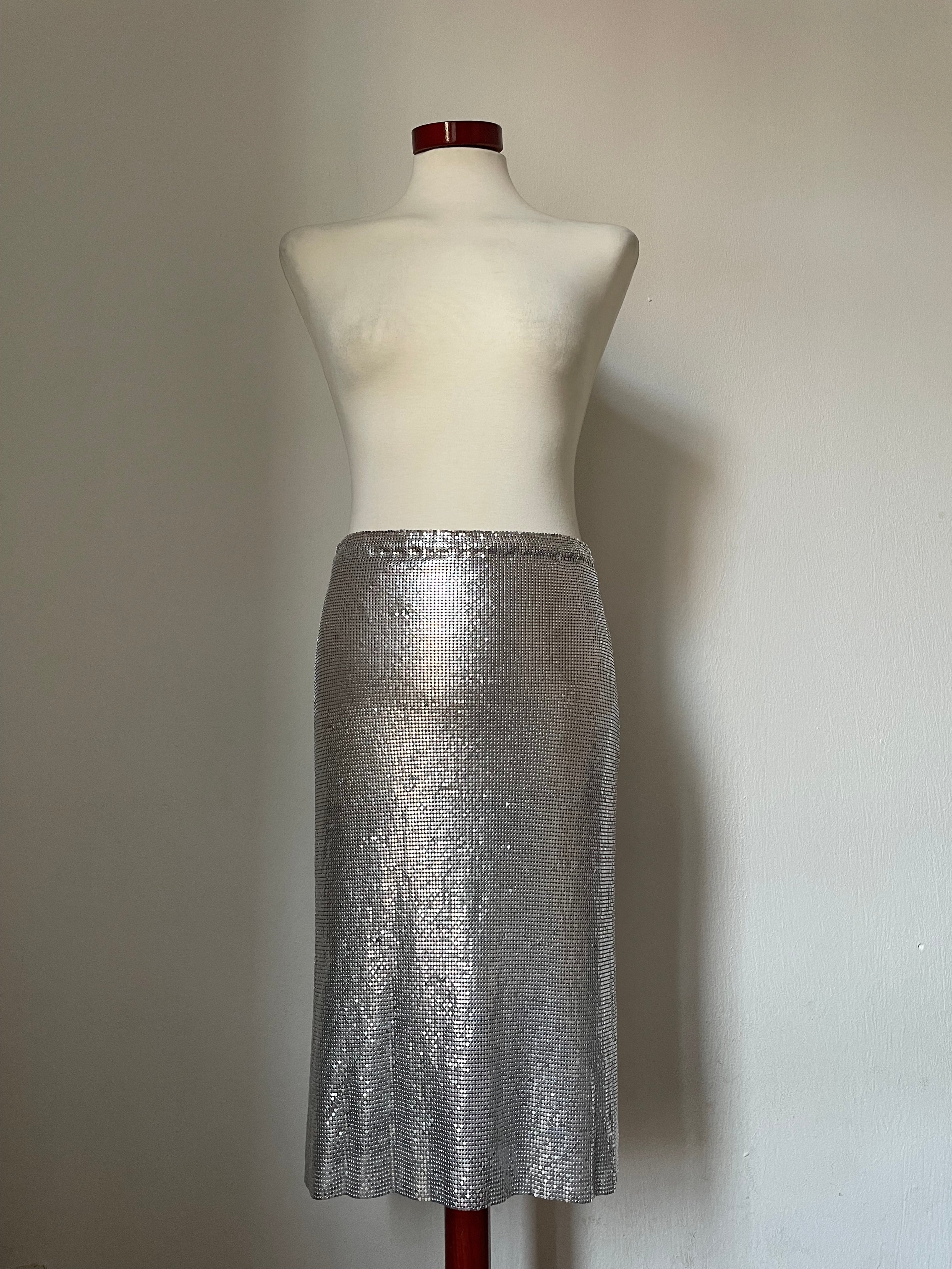 Midi Metallic Skirt - Silver