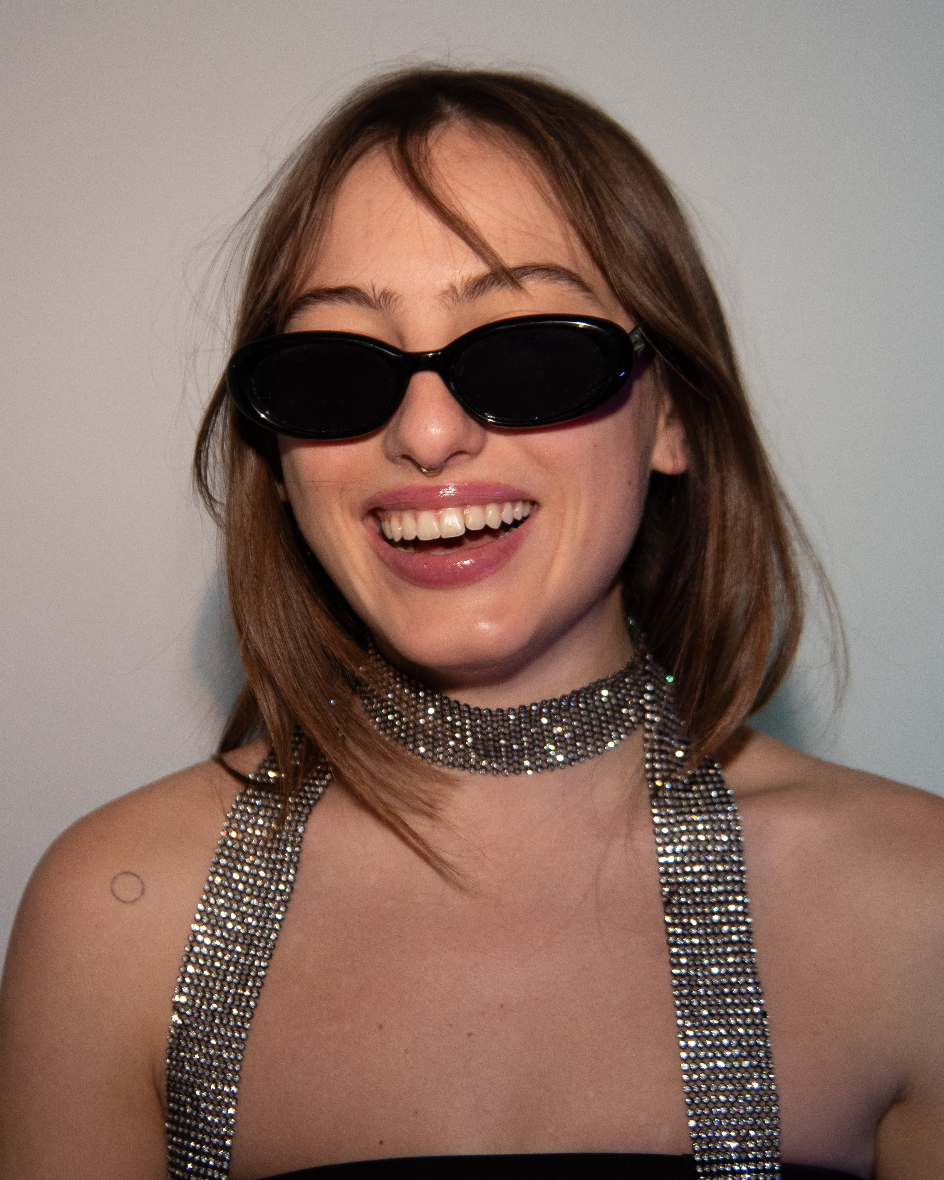 Chainmail Necklace Scarf. Crystal Mesh in Black