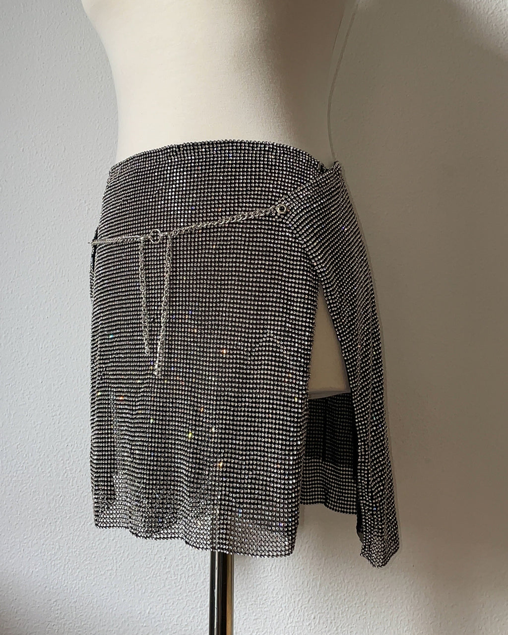 Chainmail Skirt, Crystal Mesh in Black.