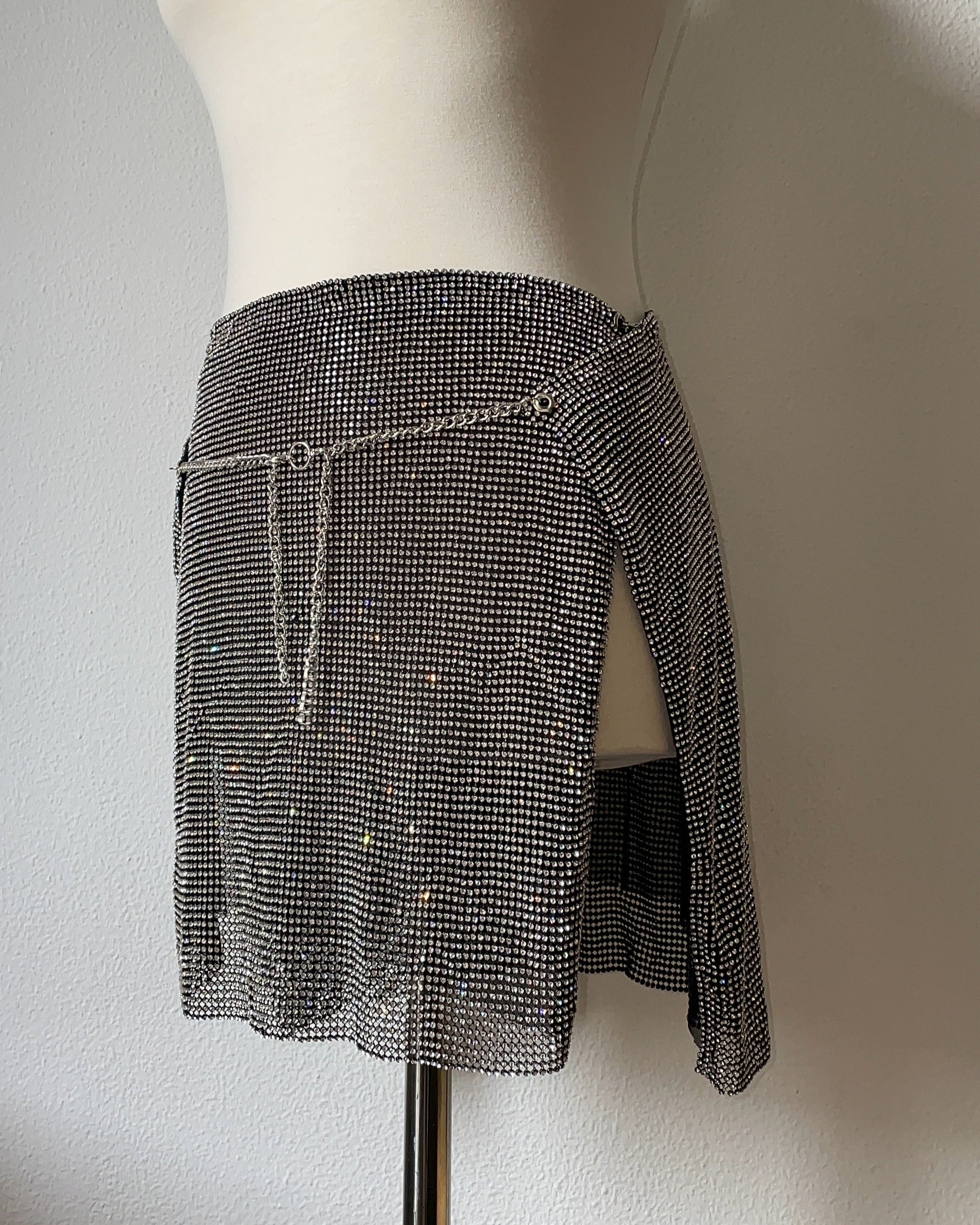 Chainmail Skirt, Crystal Mesh in Black.
