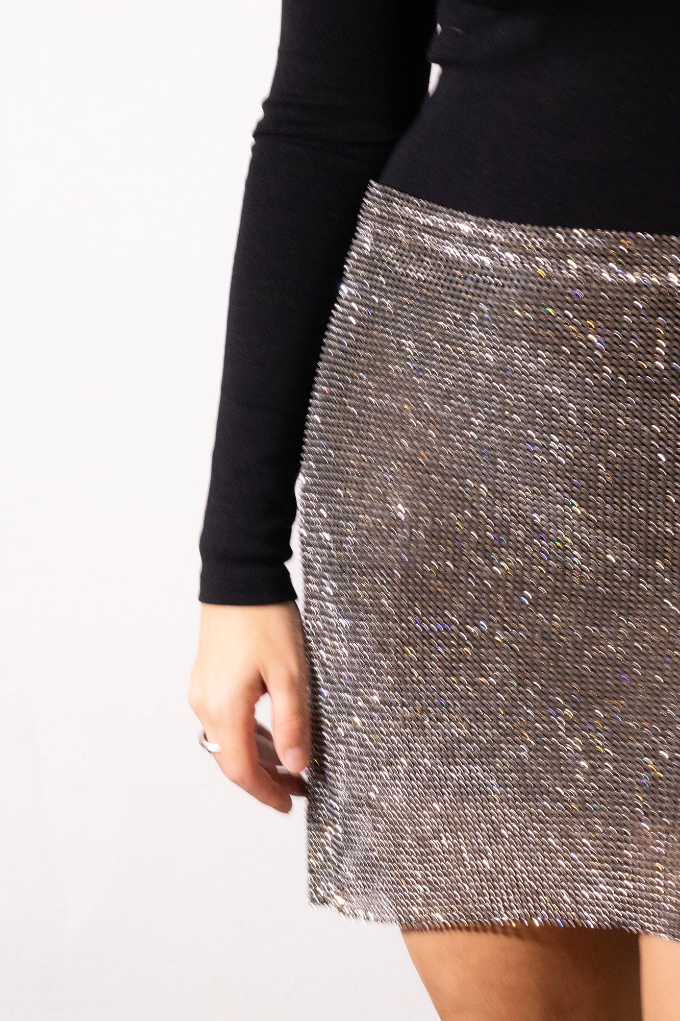 Stellar Crystal Skirt - Black & Silver