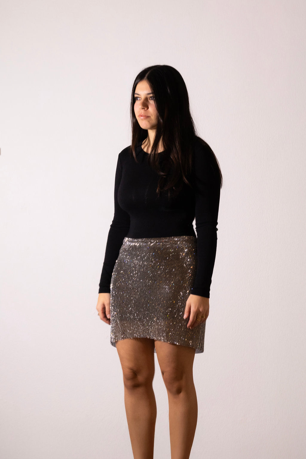 Stellar Crystal Skirt - Black & Silver