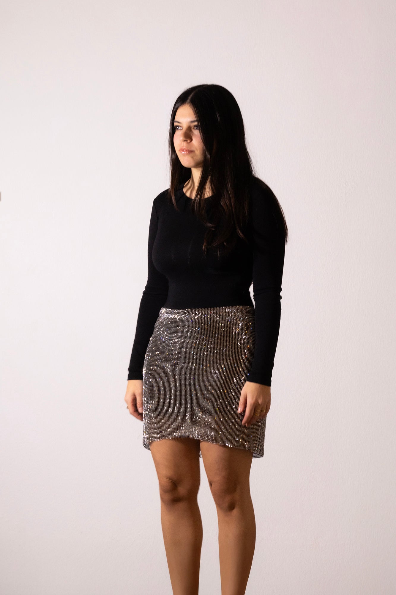 Stellar Crystal Skirt - Black & Silver
