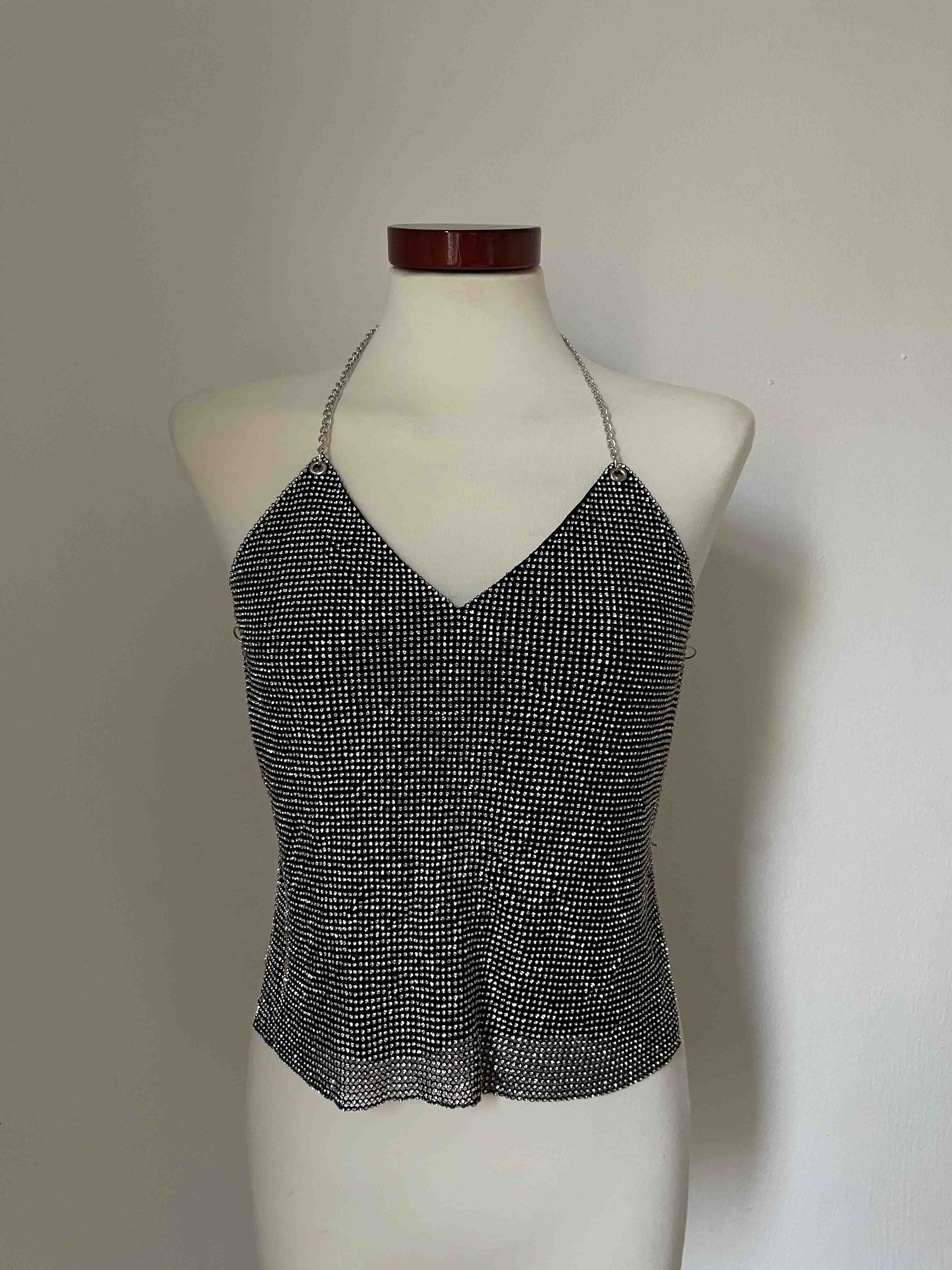 Stellar Crystal Top (Long) - Black & Silver