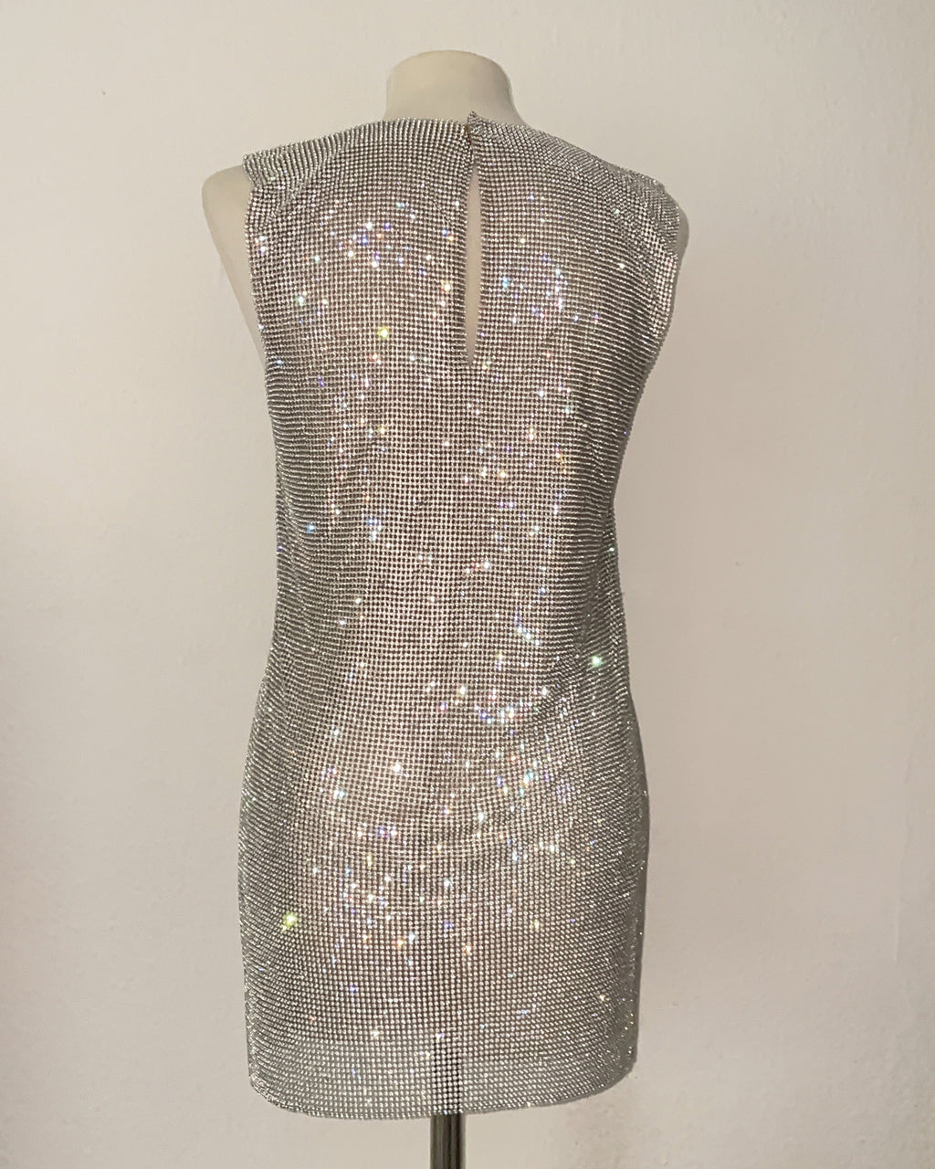 Crystal Chainmail Dress in Silver. Disco Style Dress. Party Dress.