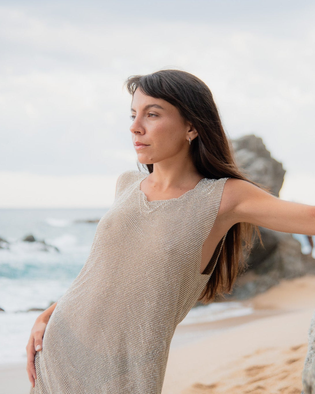 Crystal Chainmail Dress in Gold. Party Dress.