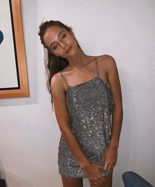 Asteria Crystal Top - Black & Silver