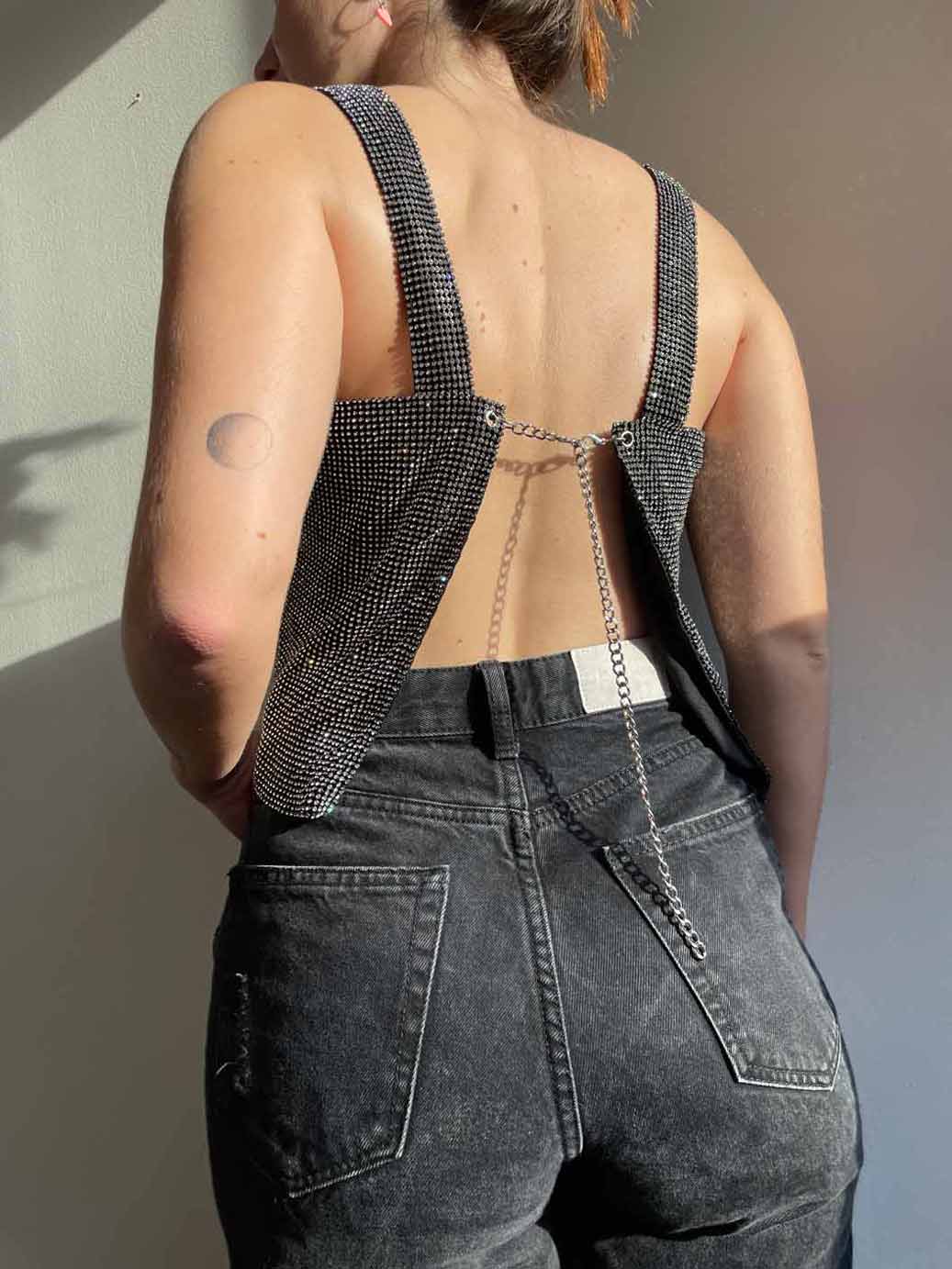 Lust Crystal Top - Black & Silver