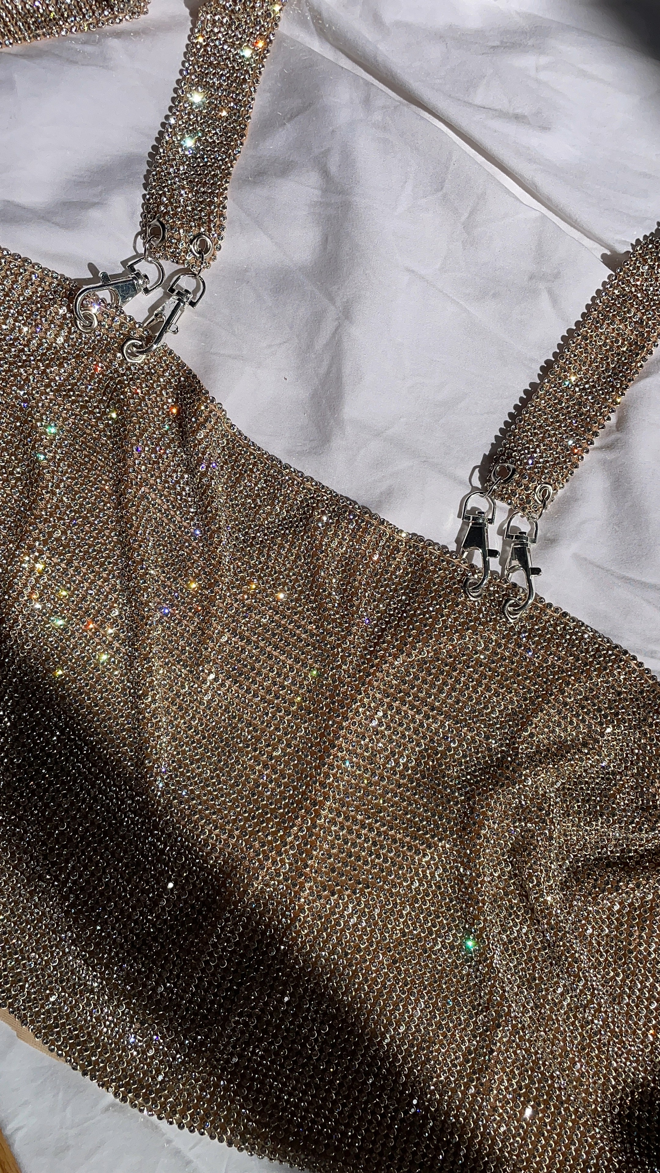 chainmail crystal mesh top. sparkly top.