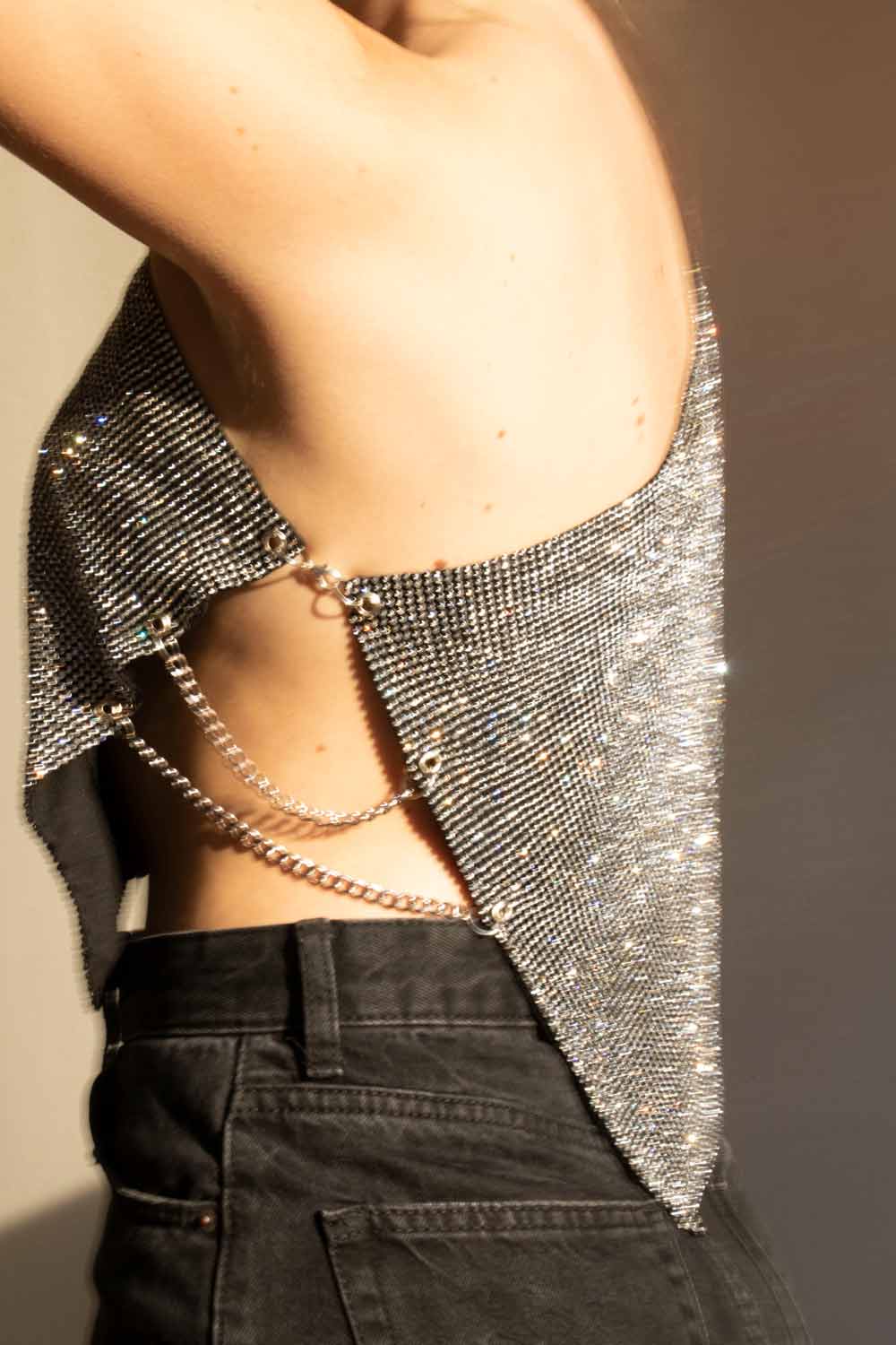 Nebula Crystal Top - Black & Silver