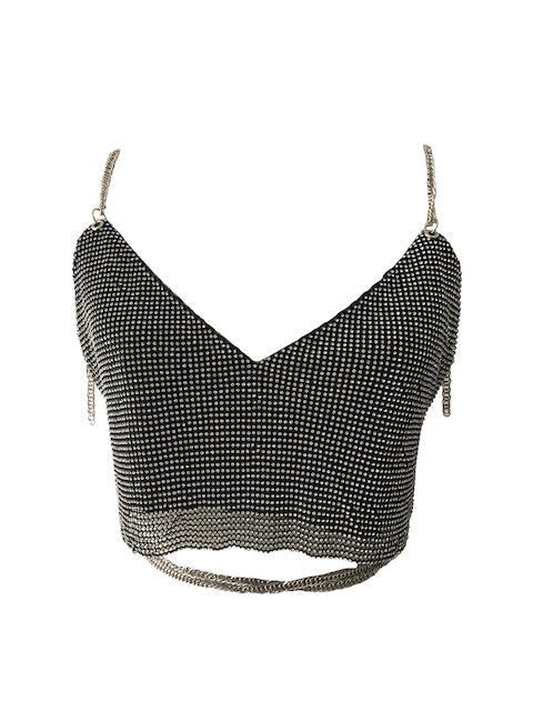 Interstellar Crystal Top (Crop) - Black & Silver