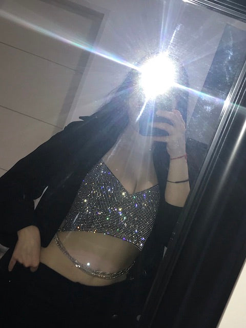 Interstellar Crystal Top (Crop) - Black & Silver
